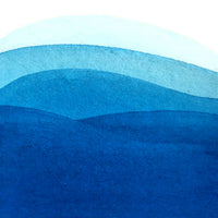 Colour swatch from full to diluted colour, made with Cerulean blue watercolour paint.