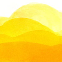 Colour swatch from full to diluted colour, made with Golden Yellow watercolour paint.